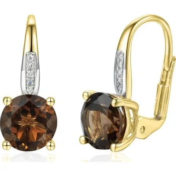Náušnice Gems, Visací náušnice Anya, kombinované zlato s&nbsp;brilianty a&nbsp;záhnědou (smoky quartz), Patent dámský, 585-38-3-1130.2ZB0.0.00.HSI.620.08