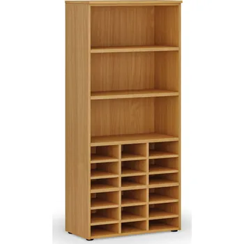 B2B Partner Třídicí regál PRIMO WOOD, 800 x 420 x 1781 mm, 18 přihrádek, buk