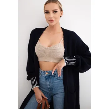 Dámský svetr Włoski Kardigan s kapsami námořnická modř Kesi Włoski černá 3129928