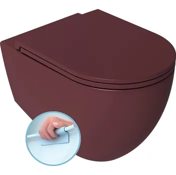 WC sada INFINITY závěsná WC mísa, Rimless, 36,5x53cm, maroon red