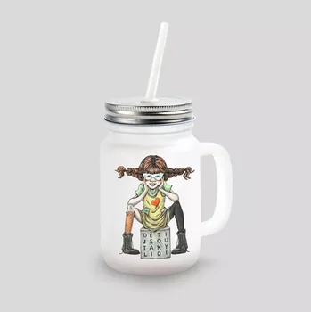 Sklenice Pipi - sklenice s brčkem "Mason Jar" (DJTL)