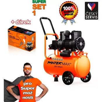 Kompresor PANTERMAX®AirFlow® 26 SILENT SET1 tichý bezolejový kompresor + sada příslušenství 5-ti dílná