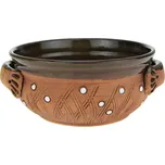 Hrnek nízký hnědý "tečky v trávě" 0,4 l (Keramický hrnek hnědý glazovaný)