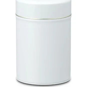 Bílá plechovka na čaj 150g s vnitřním víčkem