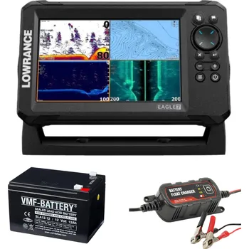 Echolot Akční Set Lowrance Sonar Eagle 7 Sonda Tripleshot HD + Baterie 12Ah + Nabíječka 1,2A