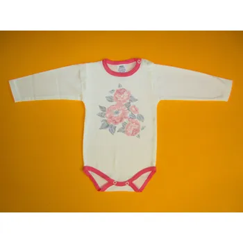 Kojenecký body Arex, ČR Body dlouhý rukáv s obrázkem a barevnými lemy Barva: smetanová+růžová, Velikost: 74