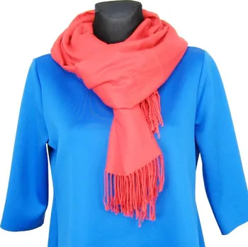 Šála Kašmírová dámská šála vlněná červená (Dámská šála s třásněmi zimní)