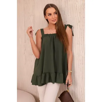 Dámská halenka Włoski Halenka s mašličkami khaki Kesi Włoski kaki 3126765