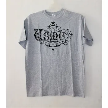 Pánské tričko Gildan Triko, tričko s černým potiskem USMC krátký rukáv - šedé Velikost: M