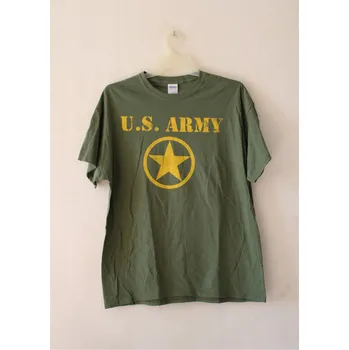 Pánské tričko Gildan TRIKO, TRIČKO S POTISKEM US ARMY krátký rukáv - zelené Velikost: XL