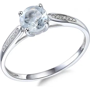 Prsten Gems, Prsten Anya, bílé zlato s brilianty a bílým topazem, vel. 55, prům. 17.5 mm, 585-38-1-0812.1B00.0.55.HSI.601