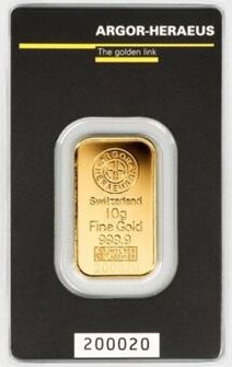 Investiční zlato - zlatý slitek 10g Argor Heraeus SA