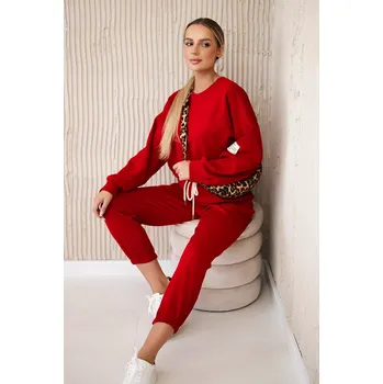 Kesi Włoski Viskózový komplet teplákové + kalhoty červený Kesi Włoski tmavě červená 3130943