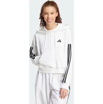 Dámská mikina ADIDAS Mikina Essentials 3-Stripes French Terry Quarter-Zip XL BÍLÁ|ČERNÁ