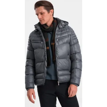 Pánská prošívaná zimní bunda Ombre Ombre šedá 2580801