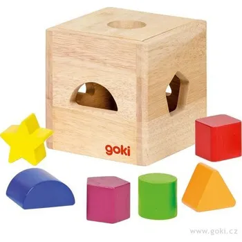 Dřevěná hračka Dřevěný třídící box Goki (6 tvarů, 1 box)