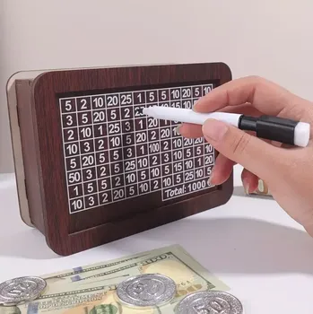 Pokladnička Dřevěná pokladnička s cílem 1000 euro