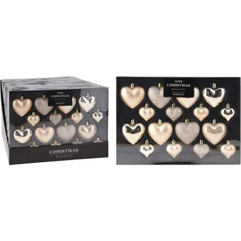 Vánoční ozdoba Vánoční ozdoby srdce KO-CAN302870 65/45 mm krémové 16 ks