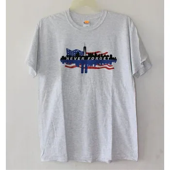 Pánské tričko Gildan Triko, tričko s potiskem NEVER FORGET krátký rukáv - šedé Velikost: L