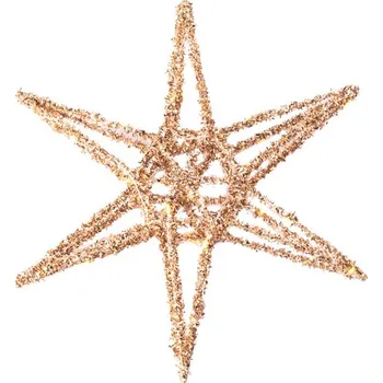 Vánoce Led hvězda 300x300mm závěsná s časovačem, zlatá 123 gram