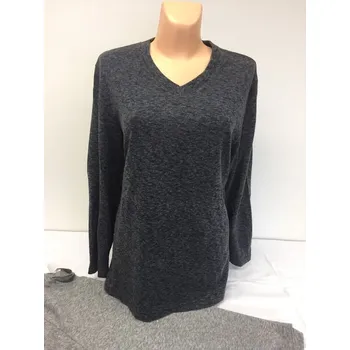 Dámský svetr Šedý svetr s véčkem IKA, Barva Světle šedá, Velikost XL48, Rukáv Dlouhý rukáv