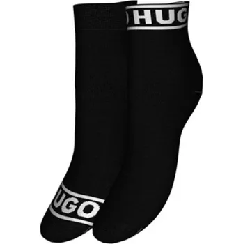 Dámské oblečení HUGO dámské ponožky 2 pack černé - Černá / 39 - 42