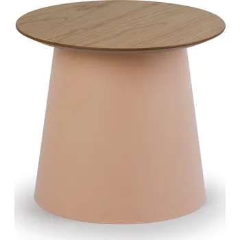 Konferenční stolek B2B Partner Plastový kávový stolek SETA s dřevěnou deskou, průměr 49 cm, dub/cihlová