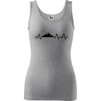 DOBRÝ TRIKO Dámské tílko s potiskem Tep hory Velikost: XL, Barva: Tmavě šedý melír