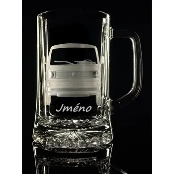 Sklenice půllitr VW Transporter T3 - ručně ryté (broušené) dárek pro motoristu s vaším jménem