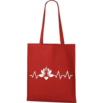 Nákupní taška DOBRÝ TRIKO Bavlněná taška s potiskem Tep jóga Barva: Červená