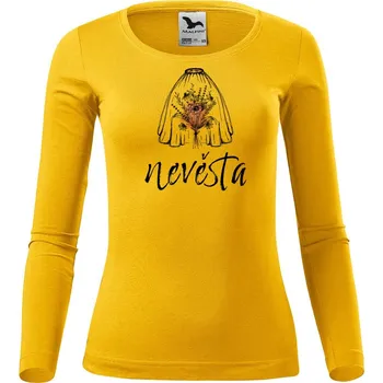 Dámské tričko DOBRÝ TRIKO Dámské bavlněné triko Nevěsta kytice Velikost: M, Barva: Žlutá