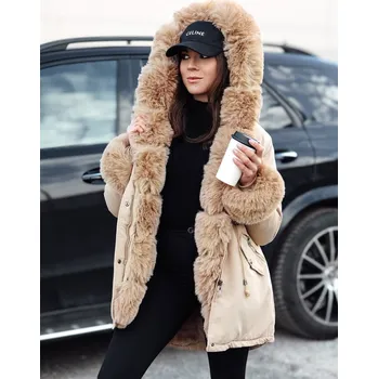 Dámská zimní parka s kožešinou CHARMFUR DStreet krémová 3118468