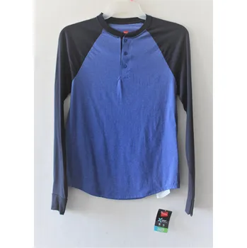 Triko pánské s dlouhým rukávem Hanes - modré Velikost: S