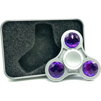 Gadget Stříbrný fidget spinner HQ fialový diamant