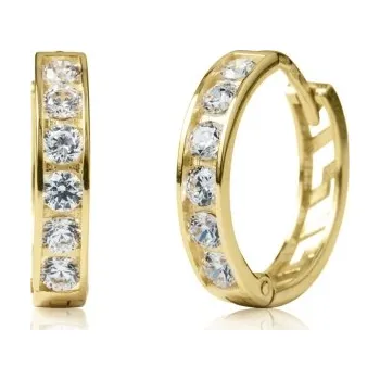 Náušnice Couple, Dívčí kruhové náušnice Elaxi II, žluté zlato se zirkony, Kruhy kloubové, 585-66-3-0364.0Z00.0.11.001.61