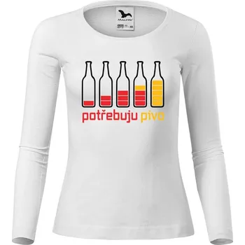 Dámské tričko DOBRÝ TRIKO Dámské triko s potiskem Potřebuju PIVO Velikost: 3XL, Barva: Bílá