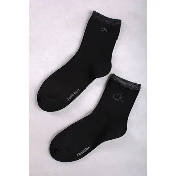 Dámské ponožky Calvin Klein Černé ponožky CKJ Women Short Sock 2P Shiny Logo - dvojbalení černá 35/38