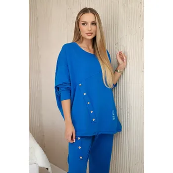 Włoski Oversize bavlněný komplet teplákové + kalhoty chrpově modrá Kesi Włoski modrá 3125849
