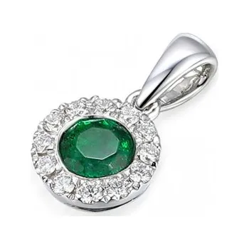 Přívěsek Gems, Diamantový přívěsek Lien, bílé zlato s brilianty a smaragdem, 585-38-2-0289.1B00.0.00.HSI.606.23