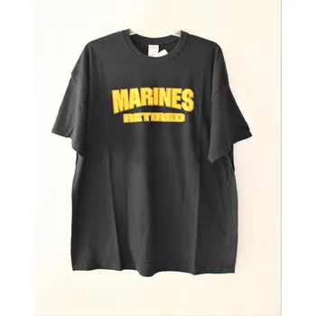 Pánské tričko Gildan TRIKO, TRIČKO S POTISKEM MARINES RETIRED krátký rukáv - černé Velikost: M