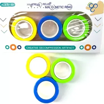 Gadget Antistresový magnetický prsten- modrý, žlutý a zelený