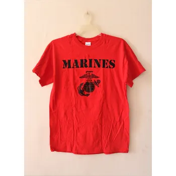 Pánské tričko Gildan Triko, tričko s potiskem MARINES s krátkým rukávem - červené Velikost: L