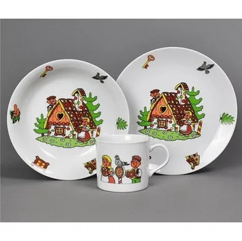 Talíř Kinekus 3-dílná porcelánová sada PERNÍKOVÁ KALUPKA 205 mm 3 ks Perníková chaloupka