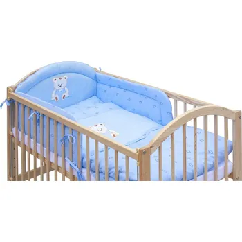 Dětská postýlka Scarlett Dětská postýlka s kompletní výbavou 120 x 60 cm Méďa - modrá
