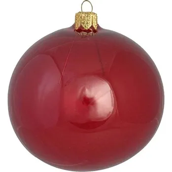 Vánoční ozdoba Skleněná čirá ozdoba v burgundy barvě