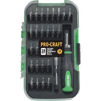 Bit 28dílná sada bitů Procraft PRSS-28, S2, Šroubovák Magnetický držák bitů
