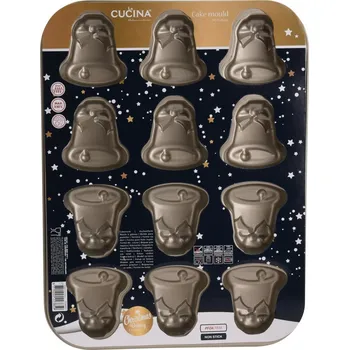 Forma na pečení La Cucina Forma na pečení vánoční zvonek, 34,5 x 2 x 26 cm, zlatá