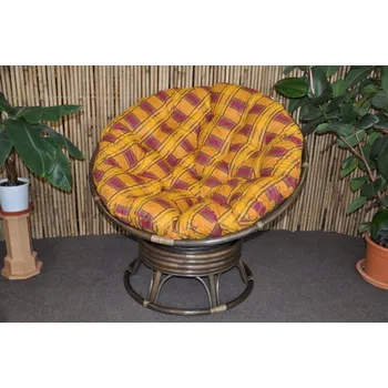 Papasan Axin Trading2 Ratanový papasan houpací hnědý polstr okrový