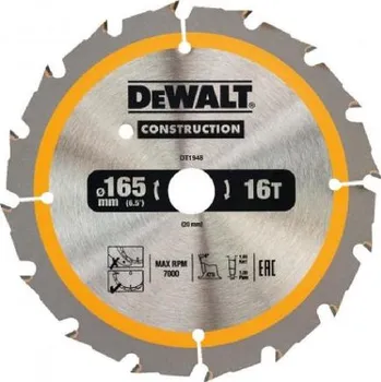 Pilový kotouč DeWALT Příslušenství - Pilový kotouč 165x20 mm, 16 zubů DT1948