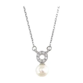 Náhrdelník Zlatý náhrdelník s perlou a zirkony Au 585/1000 hmotnost 1,53g